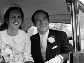 The wedding of Menzies Campbell  athlete and Lady Elspeth Mary Grant-Suttie at Buchanan Parish Church  near Drymen.