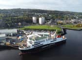 Work continues on the delayed and over-budget ferries being built at the Ferguson Marine shipyard (Picture: John Devlin)