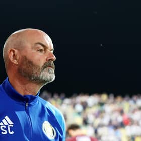 Steve Clarke looks on prior to the match between Scotland and Cyprus.