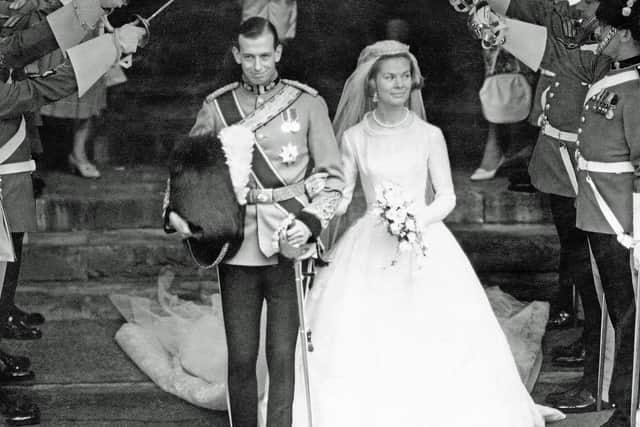 Duke and Duchess of Kent after their marriage service at York Minster in 1961.