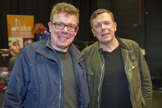 The Proclaimers, Charlie and Craig Reid, during a visit to Edinburgh College to support Drake Music Scotland's, a charity that supports people with disabilities to get involved with music. Picture: Ian Rutherford