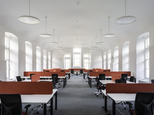 Light and airy offices and lecture rooms have been created out of the old Victorian hospital wards at Edinburgh Futures Institute