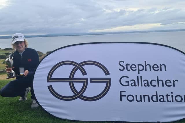 Connor Graham with his trophy after winning the Stephen Gallacher Foundation Boys' Open at Fairmont St Andrews. Picture: Stephen Gallacher Foundation.