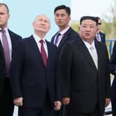 Russia's Vladimir Putin and North Korea's Kim Jong Un visited the Vostochny Cosmodrome in Russia's Amur region yesterday (Picture: Mikhail Metzel/pool/AFP via Getty Images)
