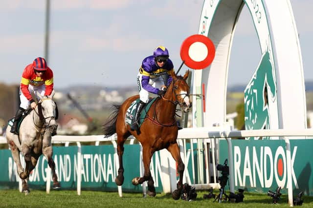 Corach Rambler ridden by Derek Fox wins the Randox Grand National at Aintree.