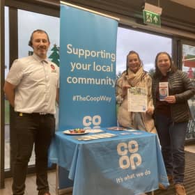 Alan Porter, Hill of Banchory Co-op store manager, Kay McCombie, Banchory Amateur Swimming Club and Kim Scott, SCILL.
