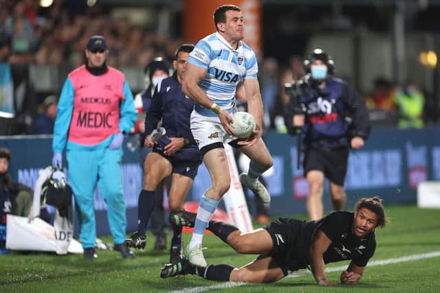 Emiliano Boffelli helped Argentina defeat the All Blacks in New Zealand for the first time. (Photo by MARTY MELVILLE/AFP via Getty Images)