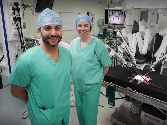 Nami Surgical co-founders Nico Fenu and Rebecca Cleary at Clydebank’s Golden Jubilee Hospital (Picture: Stewart Attwood)