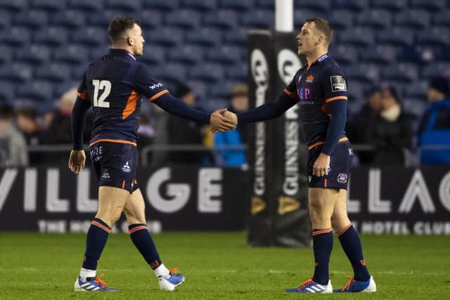 Matt Scott, left, and Mark Bennett have been reunited at Edinburgh following the former's return to the club in the summer. (Photo by Gary Hutchison / SNS Group / SRU)