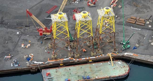 An aerial view of one of BiFab's yards in Fife.
