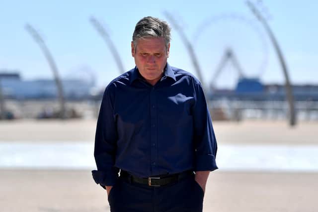 Labour Party leader Sir Keir Starmer during a walkabout on the Comedy Carpet on Blackpool Promenade. Picture: Anthony Devlin/Getty Images