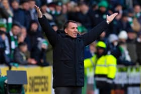 Celtic manager Brendan Rodgers shows the frustrations in the first-hand of their Perth assignment on Sunday that resulted in him verbally flogging his players, explaining his motivation with a flower analogy. (Photo by Craig Williamson / SNS Group)