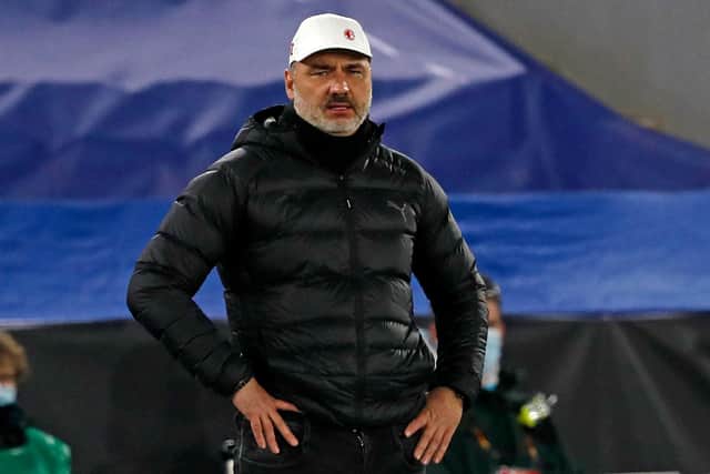 Slavia Prague manager Jindrich Trpisovsky has been in charge of the Czech champions since December 2017, guiding them to four major domestic honours so far. (Photo by ADRIAN DENNIS/AFP via Getty Images)