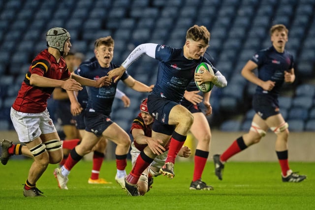 Merchiston's Alex Callaway on the attack