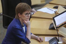 Scotland's First Minister Nicola Sturgeon during First Minster's Questions (FMQ's) in the debating chamber of the Scottish Parliament in Edinburgh.