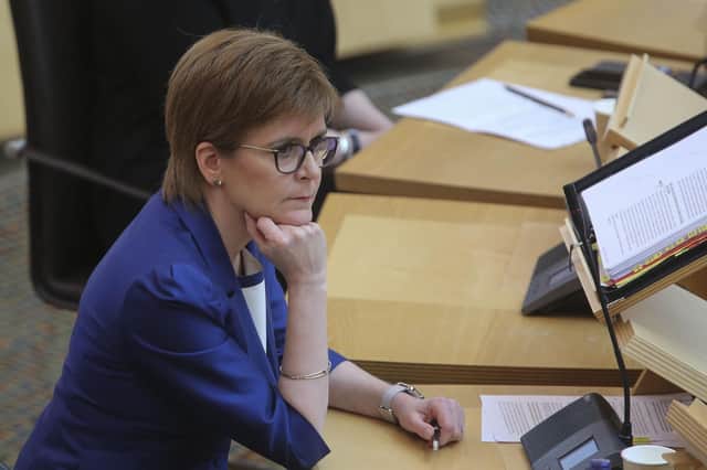 Scotland's First Minister Nicola Sturgeon during First Minster's Questions (FMQ's) in the debating chamber of the Scottish Parliament in Edinburgh.