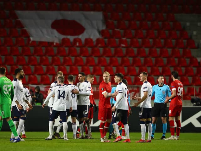Players of both teams interact following the UEFA Europa League Round of 32 match between Royal Antwerp FC and Rangers FC at Bosuilstadion on February 18, 2021 in Antwerpen, Belgium. (Photo by Dean Mouhtaropoulos/Getty Images)
