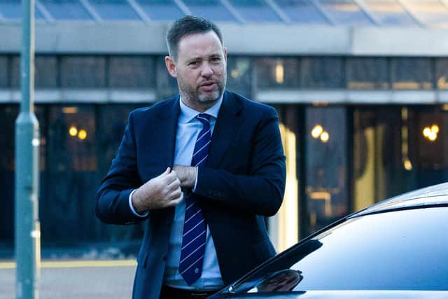 Rangers manager Michael Beale arrives for the club AGM at the Clyde Auditorium. (Photo by Craig Williamson / SNS Group)
