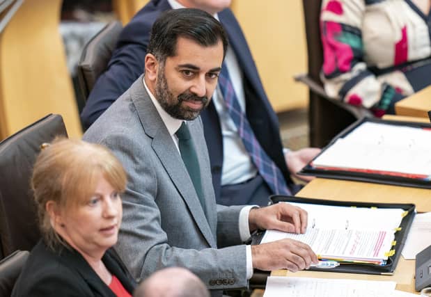 First Minister Humza Yousaf during First Minister's Questions (FMQs) in the main chamber of the Scottish Parliament in Edinburgh.