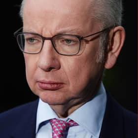 Secretary of State for Levelling Up Michael Gove speaking to the media outside BBC Broadcasting House in London. Picture: Aaron Chown/PA Wire