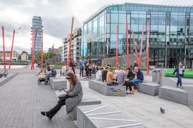 Lunchtime in the business and financial sector of Dublin city centre. Ireland’s internationalisation record is one of the best of any small nation