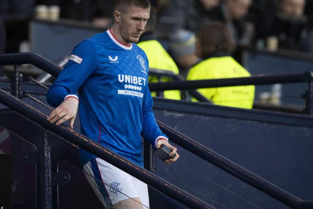 A defected John Lundstram after collecting his losers' medal from the Viaplay Cup final defeat to Celtic, an experience that drove the Rangers midfielder into the arms of his young child for comfort. (Photo by Craig Foy / SNS Group)