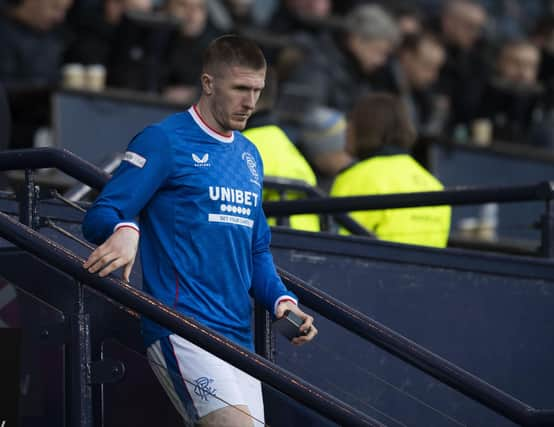 A defected John Lundstram after collecting his losers' medal from the Viaplay Cup final defeat to Celtic, an experience that drove the Rangers midfielder into the arms of his young child for comfort. (Photo by Craig Foy / SNS Group)