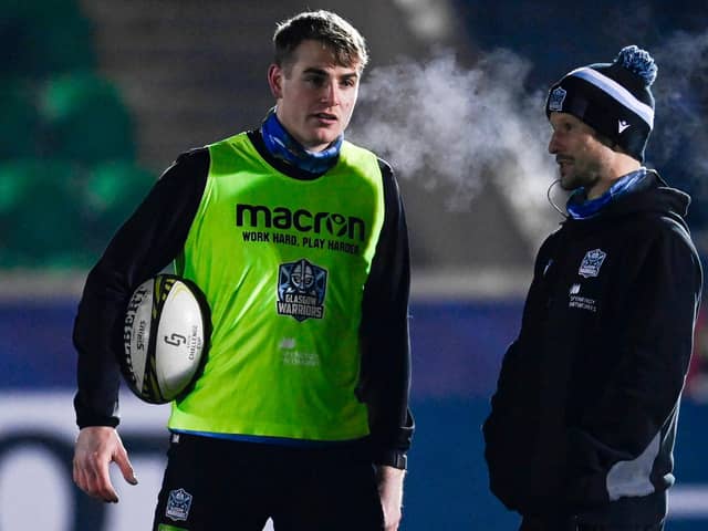 Stafford McDowall credits Glasgow Warriors' assistant coach Peter Horne, right, with helping him develop this season. (Photo by Rob Casey / SNS Group)