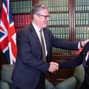 Labour leader Sir Keir Starmer welcomes former Conservative MP Natalie Elphicke in his parliamentary office in the House of Commons following her defection to Labour (Picture: Stefan Rousseau/PA Wire)