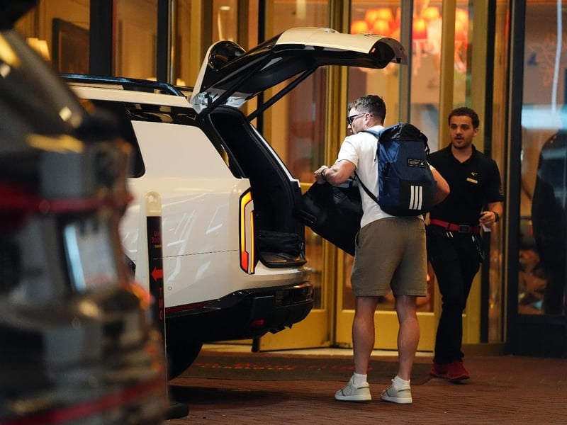 Scotland's Andy Robertson leaving the team hotel