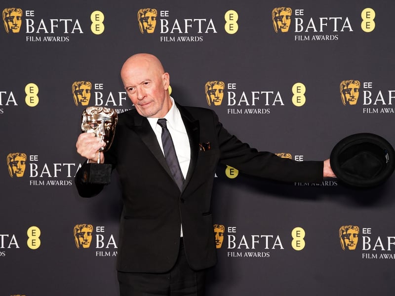 Jacques Audiard in the press room after winning the Best Film Not in the English Language award for Emilia Perez during the 78th British Academy Film Awards