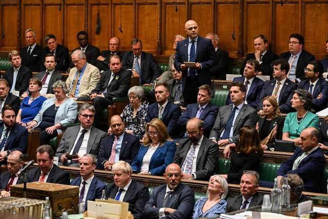Sajid Javid delivers a personal statement to the House of Commons, Westminster, following his resignation from the cabinet on Tuesday. Photograph: UK Parliament/Jessica Taylor