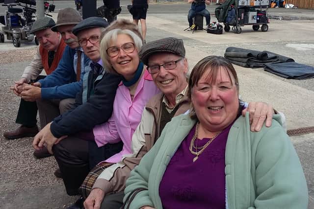 Edinburgh actress Lynne McCallum as Peggy with the cast of Still Game