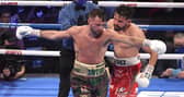 Josh Taylor and Jose Ramirez exchange words during their world unification title fight in Las Vegas. Taylor won by unanimous decision picture: by David Becker/Getty Images