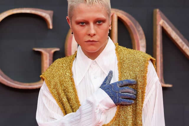 Emma D'Arcy, who plays Rhaenyra Targaryen, poses on the red carpet at the House of the Dragon premiere in London (Photo by HOLLIE ADAMS / AFP)