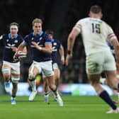There's no stopping Scotland's Duhan van der Merwe as he breaks with the ball to score his World Rugby Try of the Year in the win over England at Twickenham in February. (Photo by David Rogers/Getty Images)