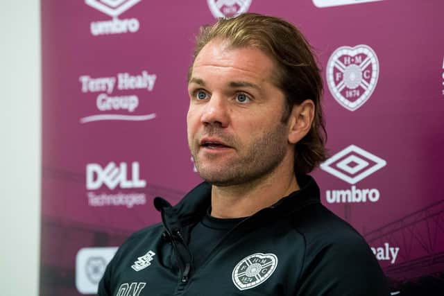 EDINBURGH , SCOTLAND - AUGUST 13: Manager Robbie Neilson is pictured during Heart of Midlothian media access at the Oriam, on August 13, 2021, in Edinburgh, Scotland. (Photo by Ross Parker / SNS Group) 