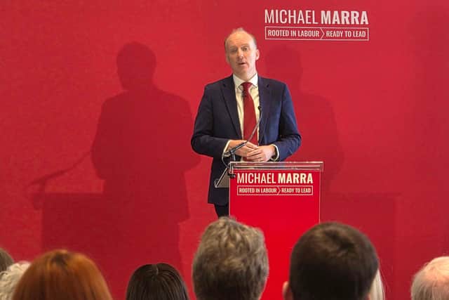 Michael Marra, Scottish Labour leadership candidate, speaking at a press conference in Glasgow yesterday (Picture: Rachel Keenan/PA Wire)