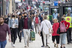 Shoppers pictured during the summer on Edinburgh's Princes Street. The average British household has spent a record £4,206 on groceries so far this year, according to the latest Kantar data. Picture: Jane Barlow/PA Wire