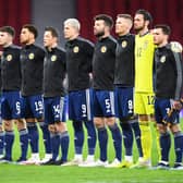 Scotland players line up ahead of World Cup qualifier against Faroe Islands