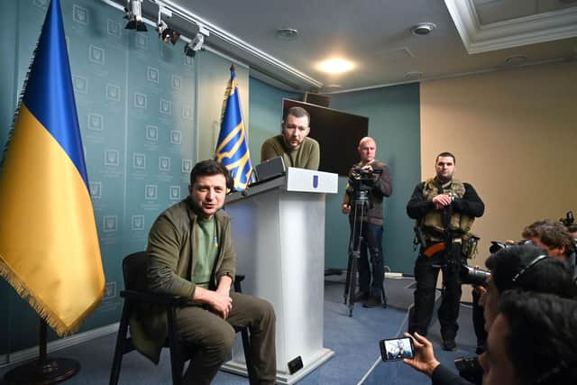 Ukrainian President Volodymyr Zelensky speaks during a press conference in Kyiv earlier this month (Picture: Sergei Supinsky/AFP via Getty Images)