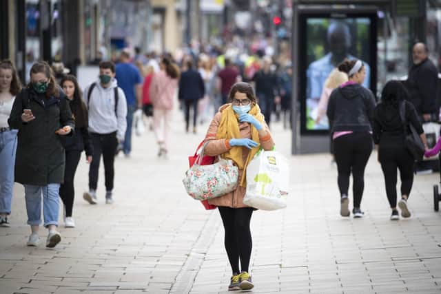 A shopper wearing a mask in Princes Street, Edinburgh picture: Jane Barlow/PA