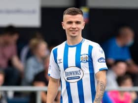 Kilmarnock's Dan Armstrong in action during a Premier Sports Cup tie between East Kilbride and Kilmarnock at K-Park, on July 10, 2021  (Photo by Mark Scates / SNS Group)