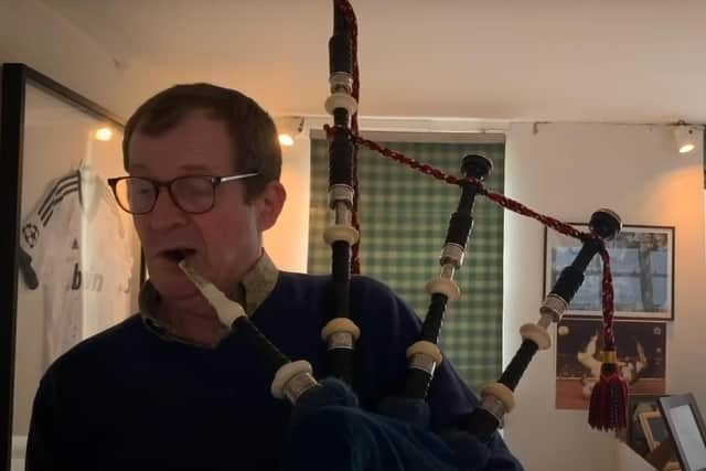 Former Downing Street spin doctor Alastair Campbell made a guest appearance playing the pipes on the charity single.