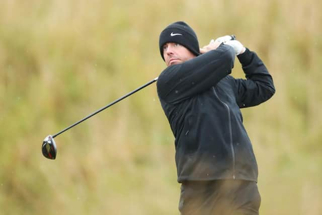 Rory McIlory tees off on the 11th hole ay Kingbarns Links in the Alfred Dunhill Links Championship. Picture: Jan Kruger/Getty Images.