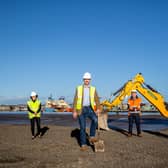 From left to right -  Mhairi Gougeon MSP; Dave Doogan MP; Captain Tom Hutchison, chief  executive of Montrose Port Authority; Andy Kay, SSE Renewables.