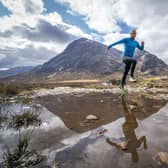 Author Chris Carse Wilson, from Newport, Fife, runs in Glen Coe, the inspiration for his debut novel Fray, which he wrote in secret on the bus to and from work at V&A Dundee. Picture: Jane Barlow/PA Wire