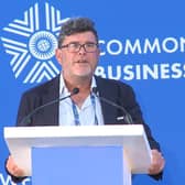 Tory donor Frank Hester, pictured here speaking at a Commonwealth Business Forum event in Rwanda, has said he is “deeply sorry” after reportedly saying that former Labour MP Diane Abbott made him “want to hate all black women” and that she “should be shot”. Photo: CHOGM Rwanda 2022/YouTube/PA Wire.