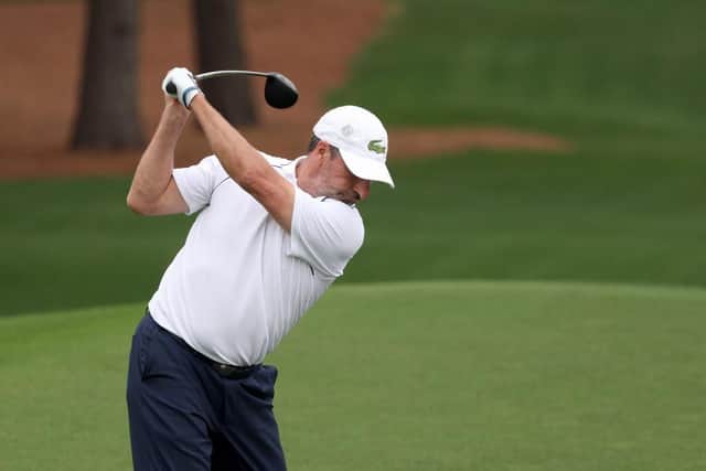 José María Olazábal plays his shot from the third tee during the second round of the Masters at Augusta National Golf Club. Picture: Photo by Kevin C. Cox/Getty Images.