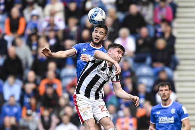 Rangers' Nicolas Raskin challenges St Mirren's Ryan Strain during his side's 5-2 win at Ibrox.  (Photo by Rob Casey / SNS Group)